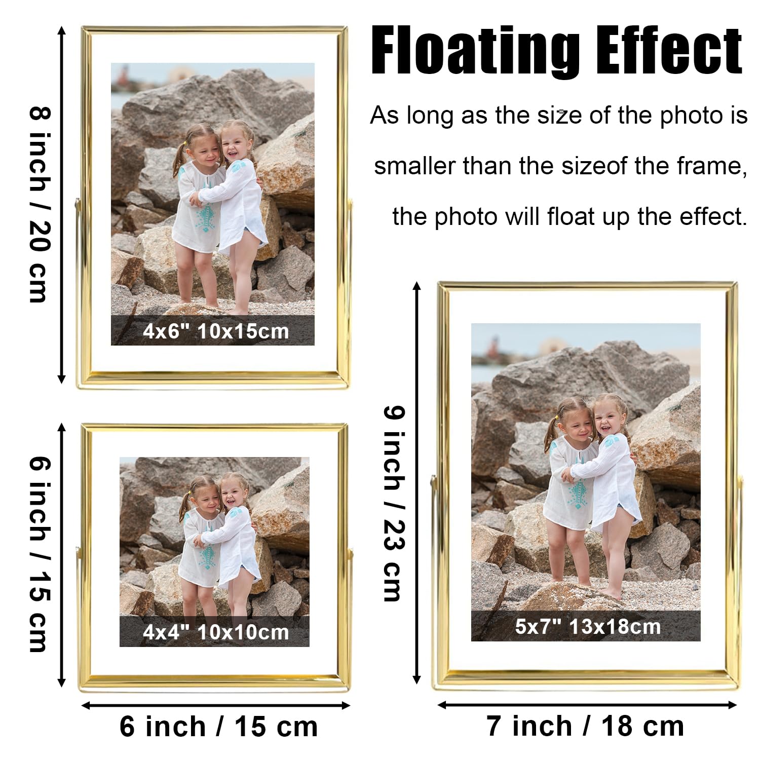 Acrylic Picture Frames 10x15cm (4x6 Inch), Clear Double Sided Block Set, Desktop Frameless Magnetic Photo Frame - Set Of 2