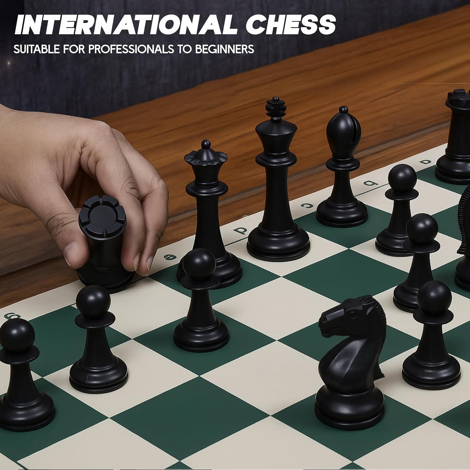 Chess Tournament Large Portable Chess Set 50 cm × 50 cm with Big Plastic Pieces, Non-Slip Weighted Pieces, Roll-Up Board and Carry Tube for Travel, School and Home