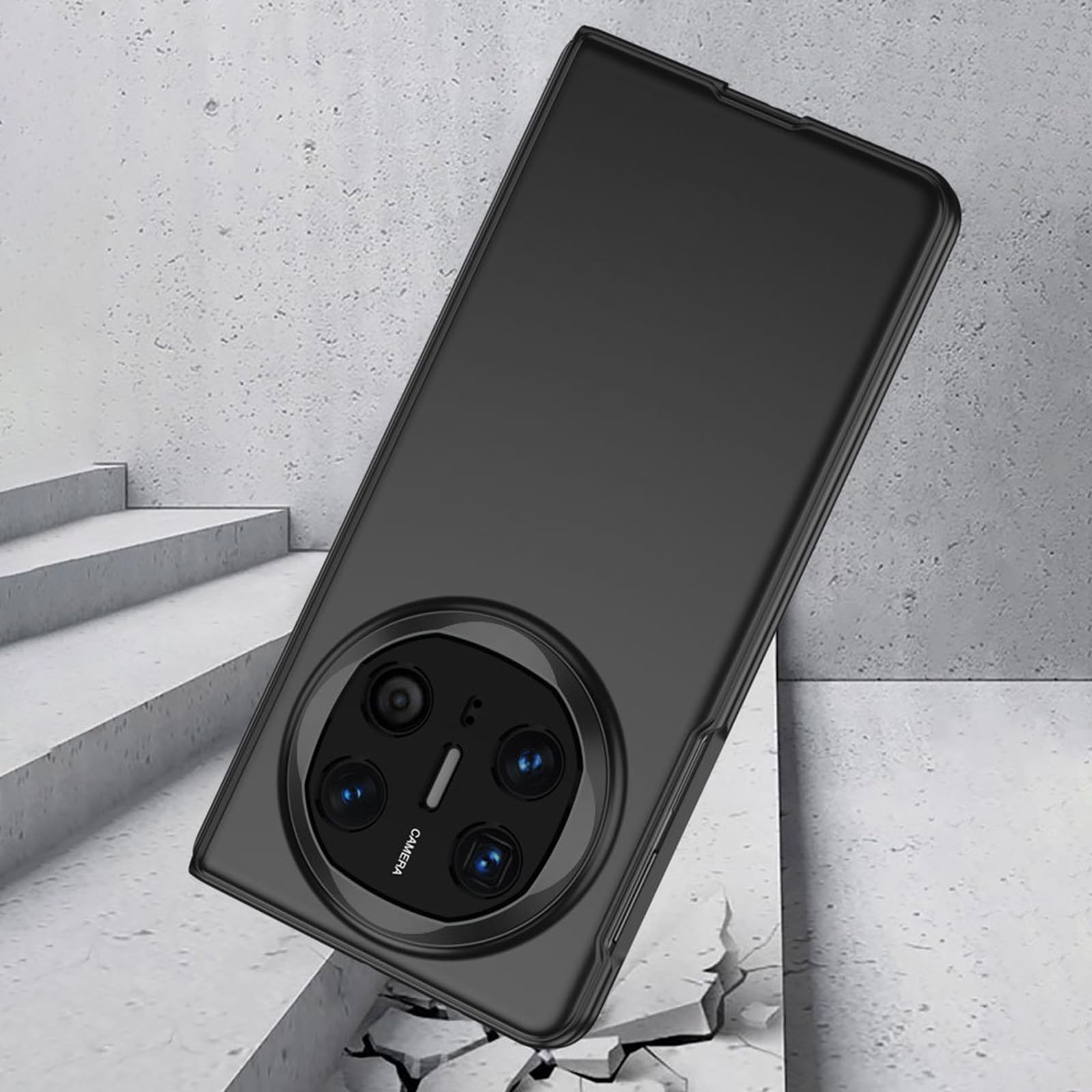 Dünne Hülle für Huawei Mate X6, Gefrostet rutschfeste Schutzhülle mit Displayschutz Glas und Volls Schutz des Objektivs Handyhülle,Schwarz,Mate X6