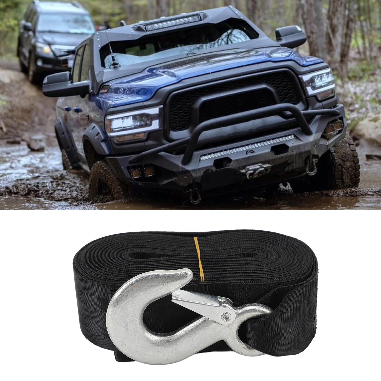 Windengurt mit Haken, Hochleistungs 1588kg Zugkraft, Winde für Bootsanhänger Abschleppen Bergung SUV Jetski Offroad Marine