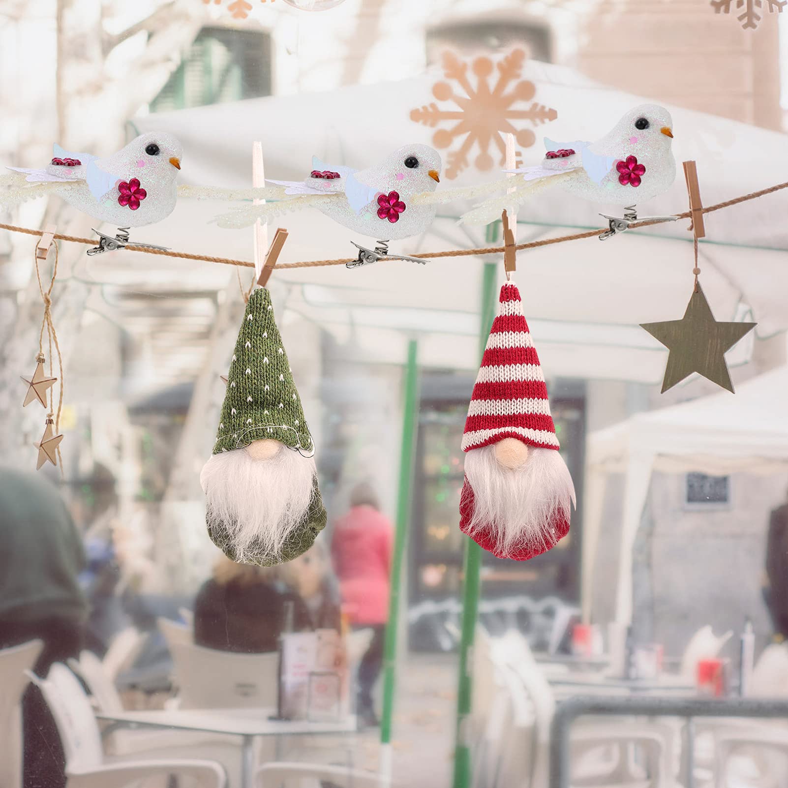 STOBOK 24pezzi Decorazioni Natalizie Uccelli Simulati Uccelli Per Natale Clip Per Appenderli Giardino e Casa Atmosfera e Festiva