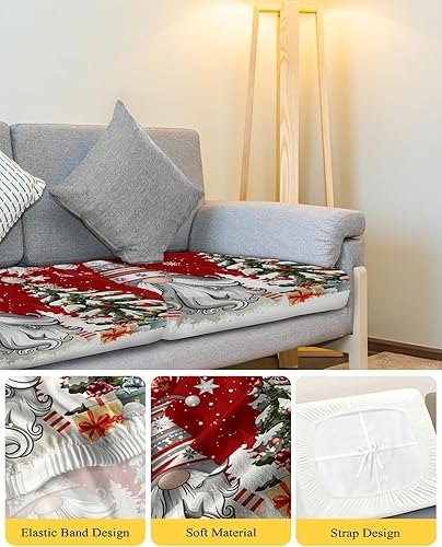 Miniatura 4 de Fundas de cojín para sofá, con diseño de gnomos de Navidad rojos, funda elástica para sofá con parte inferior elástica, diseño de bolas de árbol de