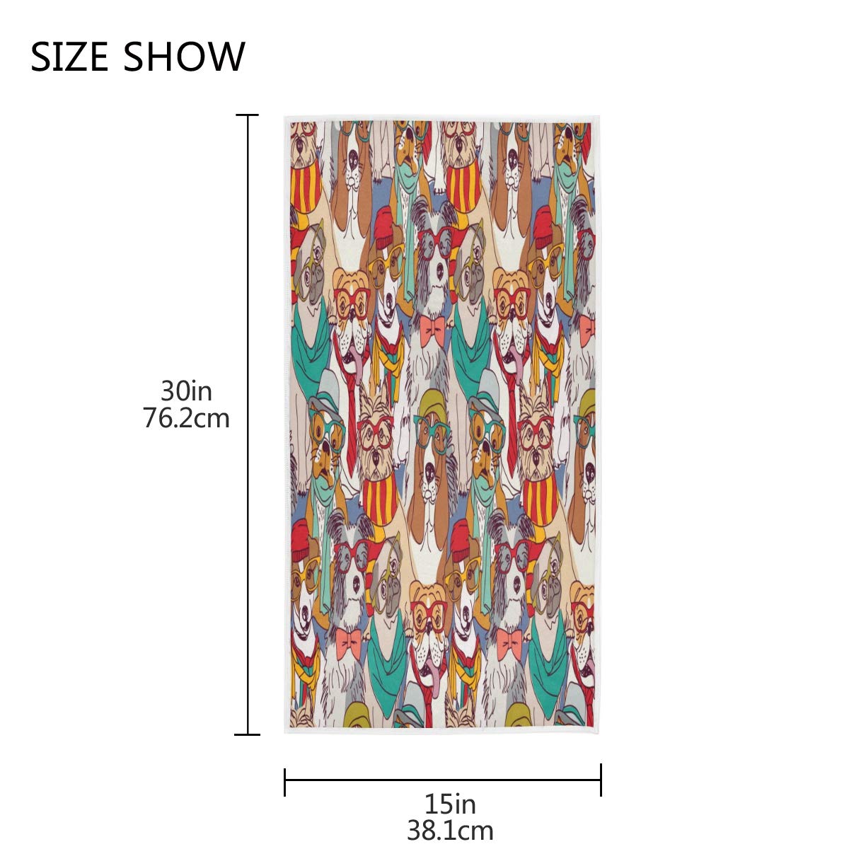 GIGIJY - Toalla de mano para perro hipster, muy absorbente, suave, para el hogar, cocina, baño, gimnasio, (1 juego de 4 unidades) para adultos niños y niñas, 76 x 38 cm