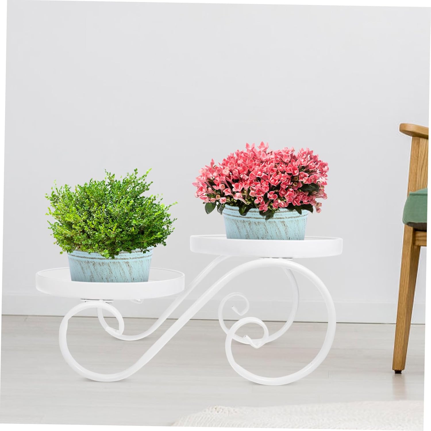 European Style White Iron Flower Stand Plant Holder for Balcony and Living Multifunctional Flower Pot Rack Suitable for Vases Bonsai Office and Shop Display and Stylish