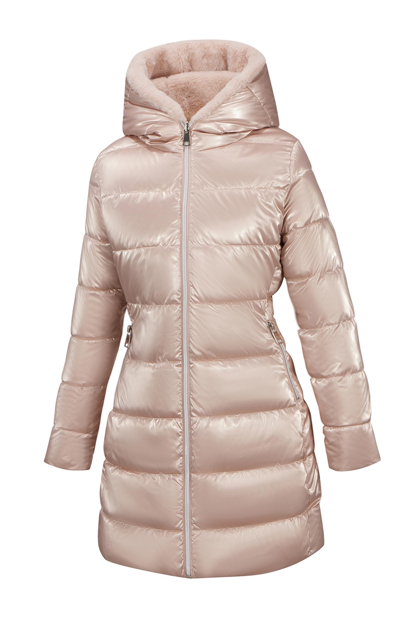 Giolshon Damen Wendejacke aus Kunstfell und Fleece