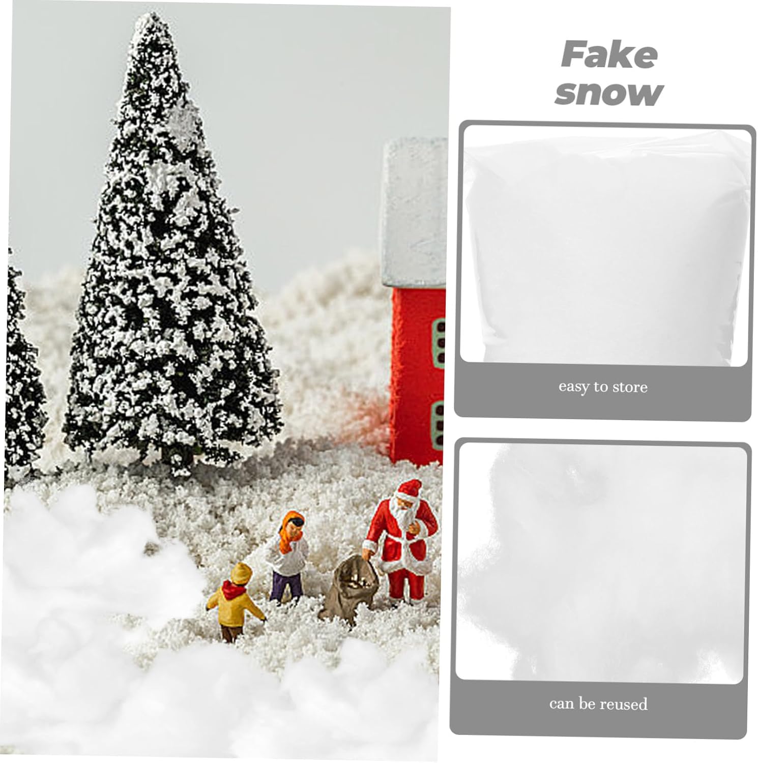 2bags Fluffy Artificial Snow Cotton for Christmas Decorations Lightweight Fake Snow for Crafts and Indoor Winter Displays Realistic Decorative for Village Scenes