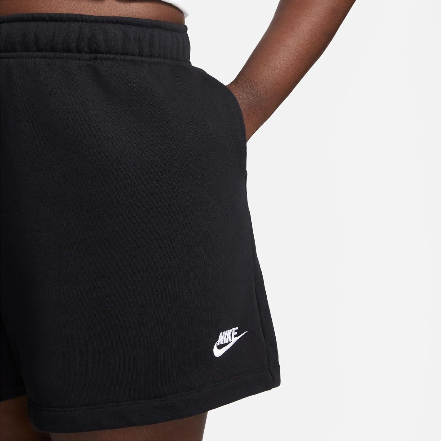 Nike Women's Plus Club Fleece Mid Rise 4" Shorts 3X Black/White