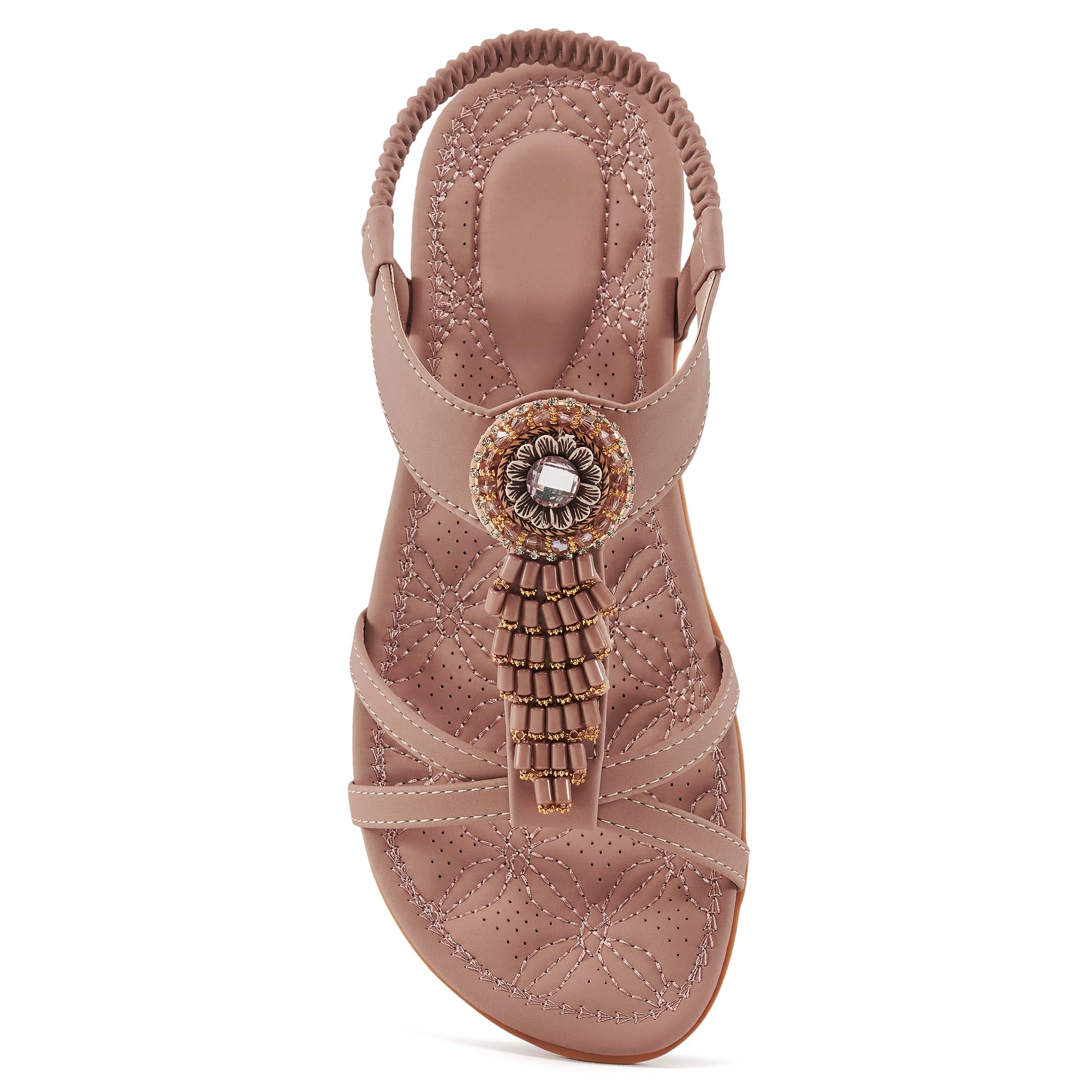Alicegana Women's Flat Sandals Dressy Summer Comfortable Bohemian Walking Beach Travel Shoes