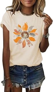 Womens Dandelion Graphic T-Shirts Teen Girls Cute Sunflower Print Casual Tee Tops