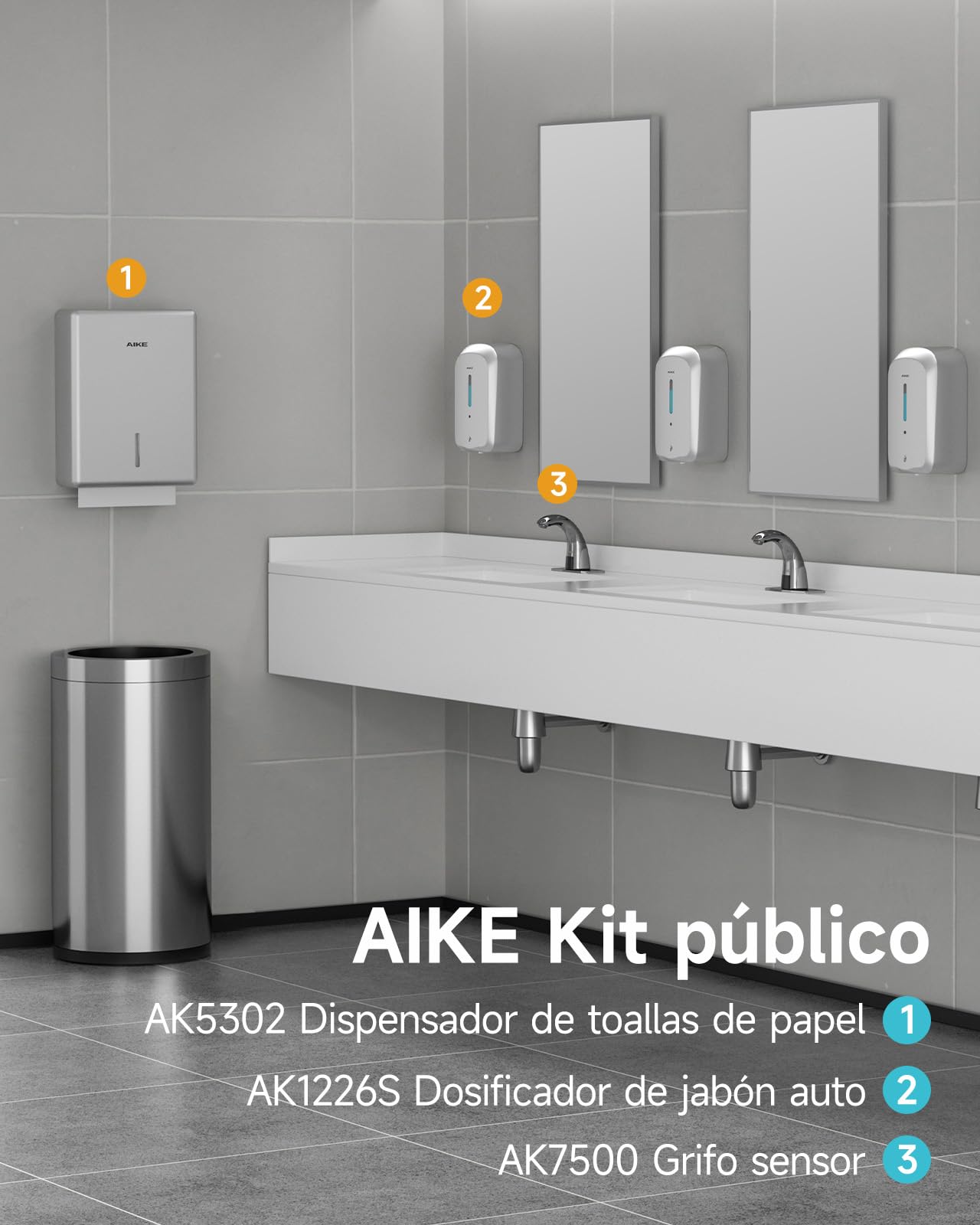 AIKE Dispensador Estándar De Toallas De Papel, 400-Hojas De Pared para Toallas H2, Pliegue Z Y Multipliegue (Tamaño ≤25,2 * 9cm), AK5302