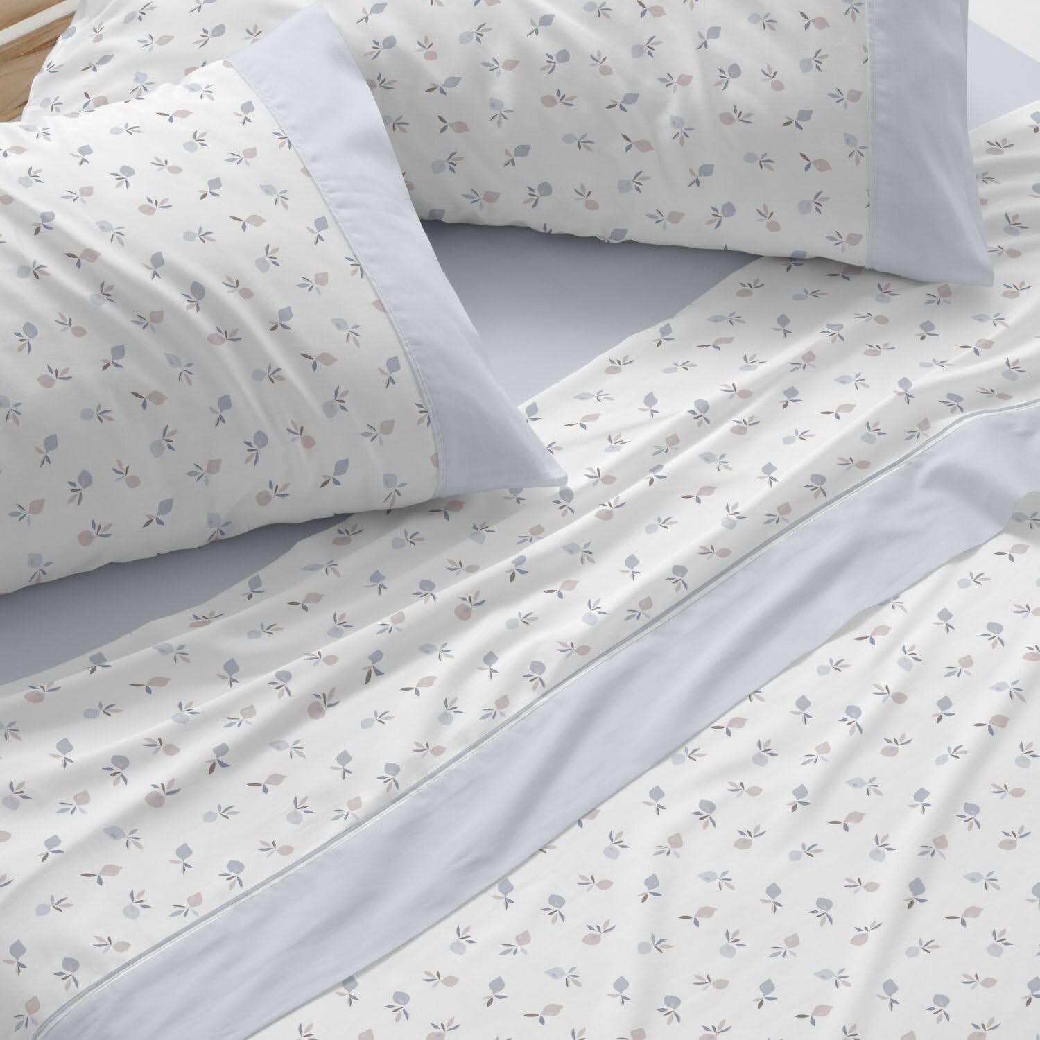 Burrito Blanco | Sábanas de Franela de algodón | Cama de 150 a 160cm. (+Medidas Disponibles) | Diseño 578 | Color Azul (150-160x190/200cm.)