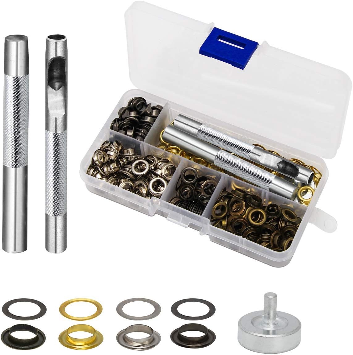 1/4 Inch Grommet Kit 200 Sets, Luxiv Grommets Eyelets 6mm