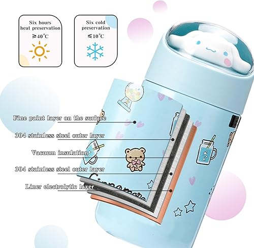 Miniatura 4 de Botella de agua de dibujos animados lindo anime termo taza adorable botella aislada portátil taza de viaje térmica Kawaii taza de agua caliente y