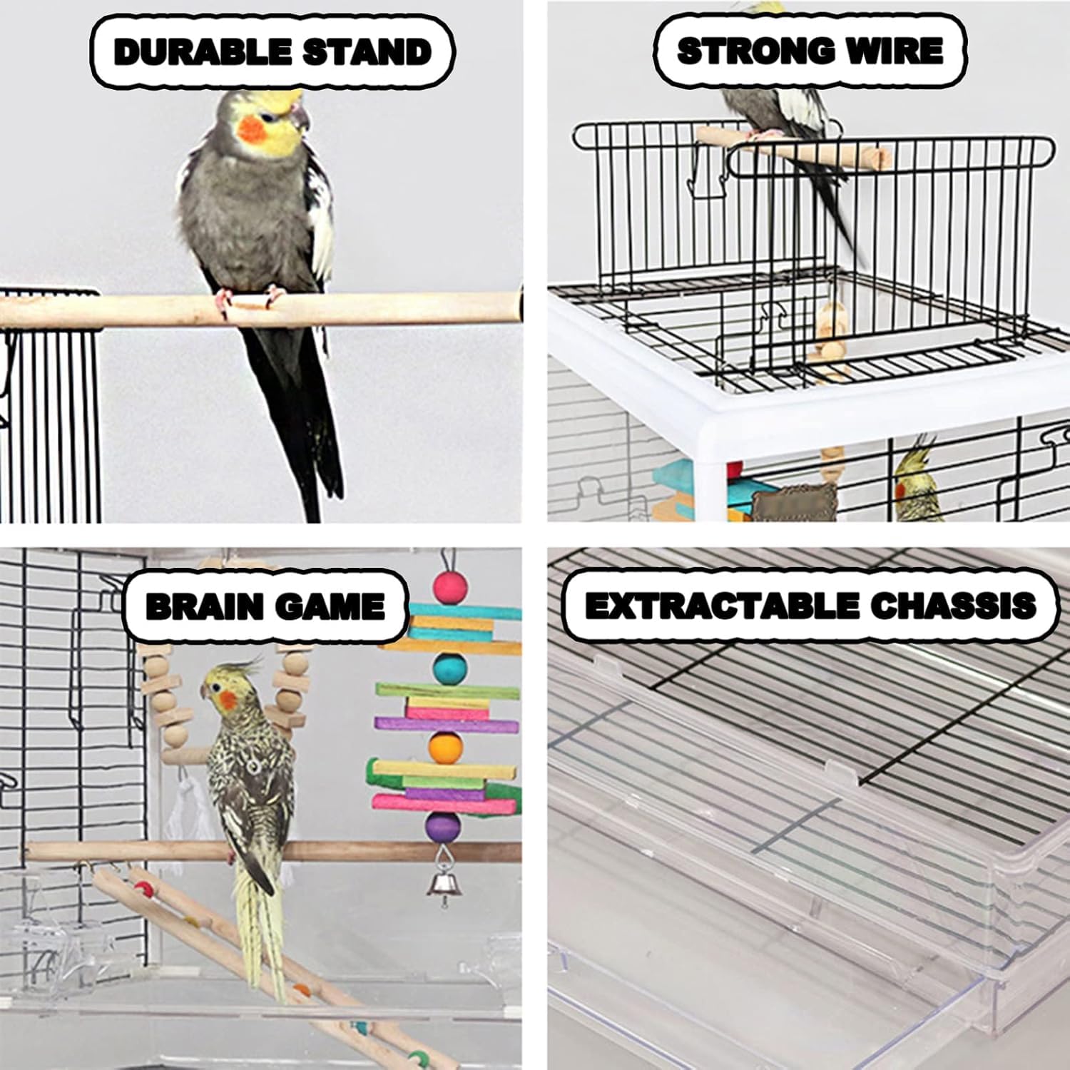Jaula para Pájaros,Jaula Pájaros,Jaula de pájaros, Jaula for pájaros de Metal Resistente a la oxidación con Escalera en el Techo y Bandeja Inferior for cacatúas, periquitos, agapornis
