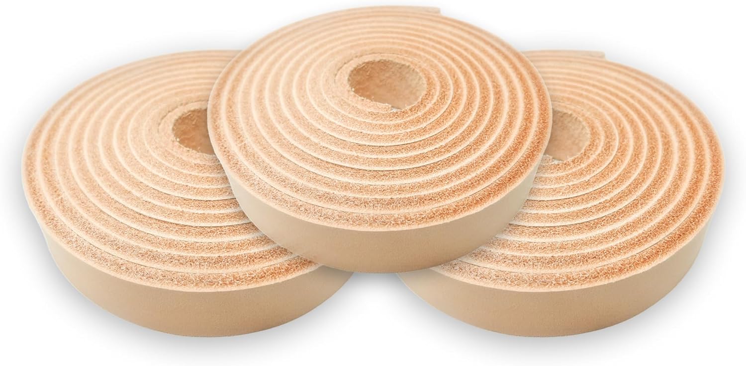 3PCS Per Pack, 8/9 oz Natural Color, Tooling Strap 30-45 Long by SEPICI Tannery (3/4)