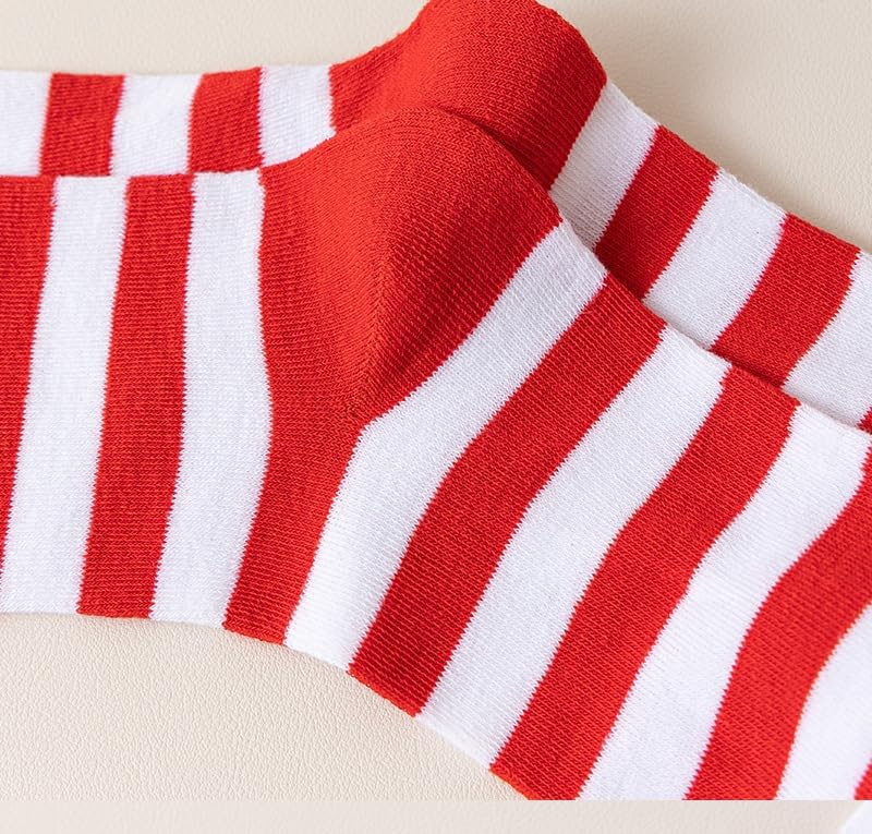 Women's High-Knee Striped Socks Red-White Halloween Christmas Tube Socks Stockings Costume Accessories - Image 5