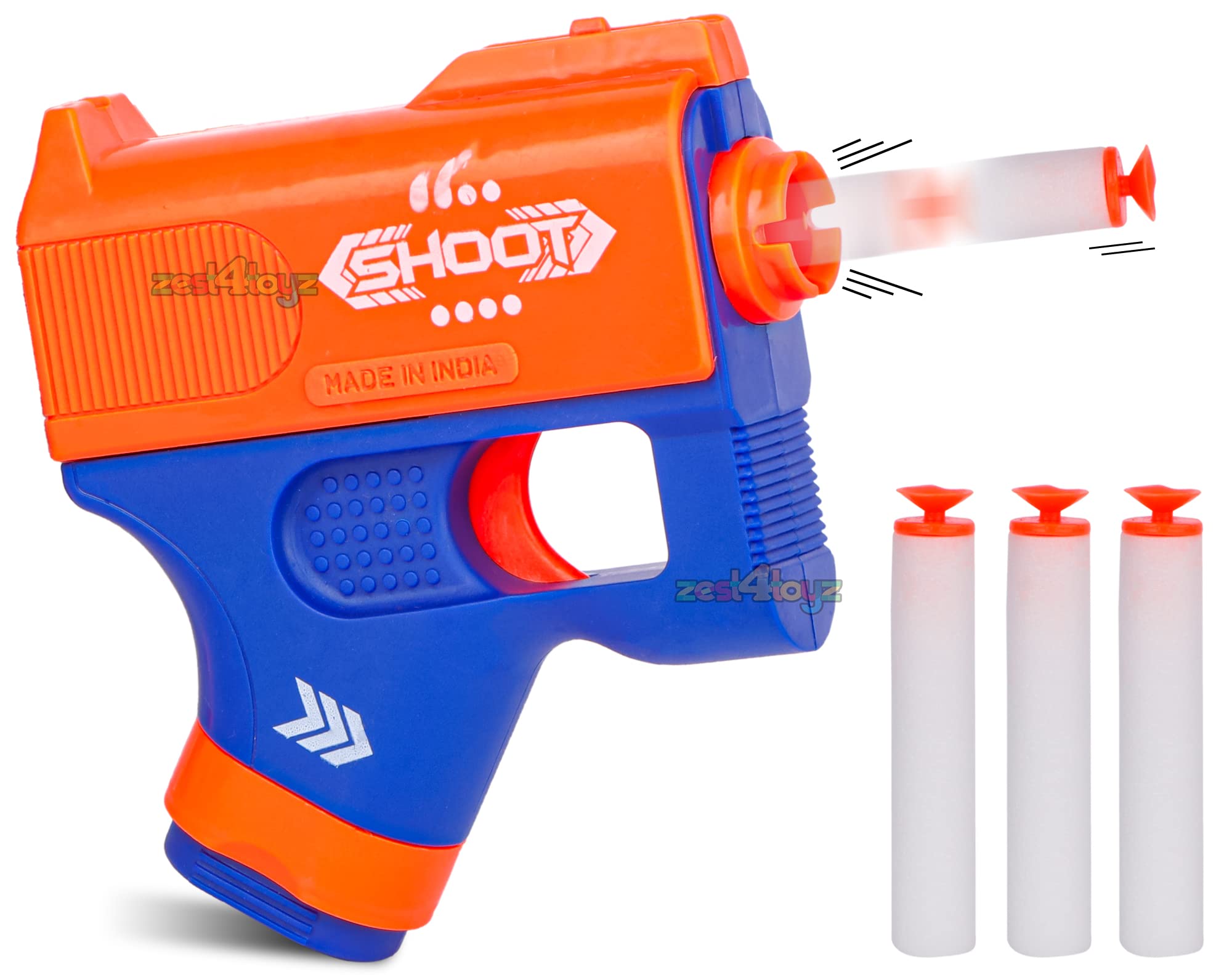 zest 4 toyz Foam Blaster Storm Safe and Long Range Toy Gun for Kids Included 3 Bullets Toy Gun for Kids (Blue)