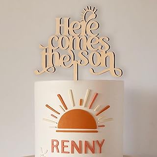 Here Comes The Son Cake Topper - Wooden Cake Topper, Boy Baby Shower Cake Topper, Son Sun Baby Cake Topper (S0N CAKE TOPPER)