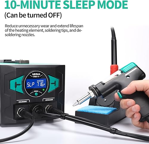 Miniatura 4 de YIHUA 948D III Kit de estación de desoldadura de hierro con herramienta de desoldadura mejorada, hierro de soldadura EVO de 110 W, bomba de vacío, 3
