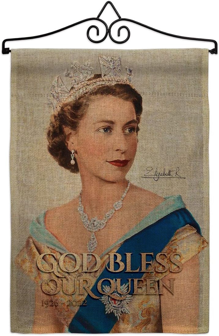 Our Queen Elizabeth II Burlap Garden Flag Sweet Life Sympathy Remembrance Memorial Bereavement Love Support Emotion Postive Decorative Gift Yard Burlap House Banner Double-Sided Made in USA 13 X 18.5