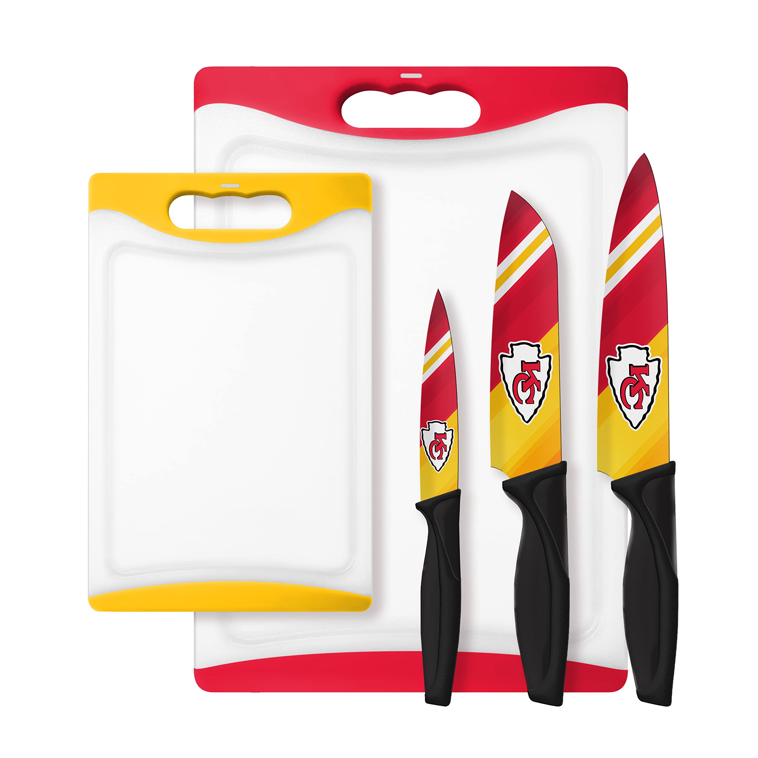 The Sports Vault NFL Kansas City Chiefs 5-Piece Knife & Cutting Board Set