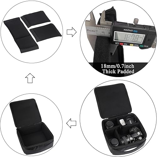 Miniatura 4 de Bolsa de inserción de cámara resistente al agua Estuche para cámara DSLR SLR Versión mejorada y estuche de transporte para almacenamiento de lentes