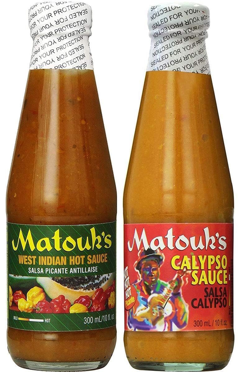 Matouk's West Indian Hot Sauce and Calypso Sauce 10 Ounce (Pack of 4) with Keychain Bottle Opener in Sealed O Datz Good Packaging (Pack of 4)