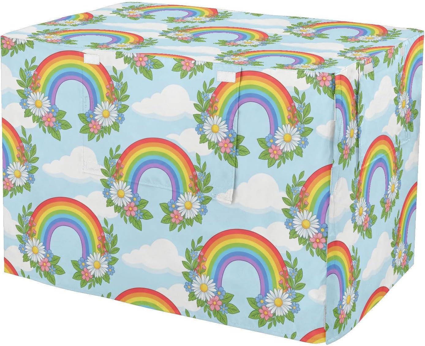 Duty 600D Silver Coated Dog Crate Cover, Water-Resistant Rainbow Pet Kennel Canopy with Mesh Windows for Optimal Ventilation, Universal Fit for Standard Wire Cage, Indoor & Travel