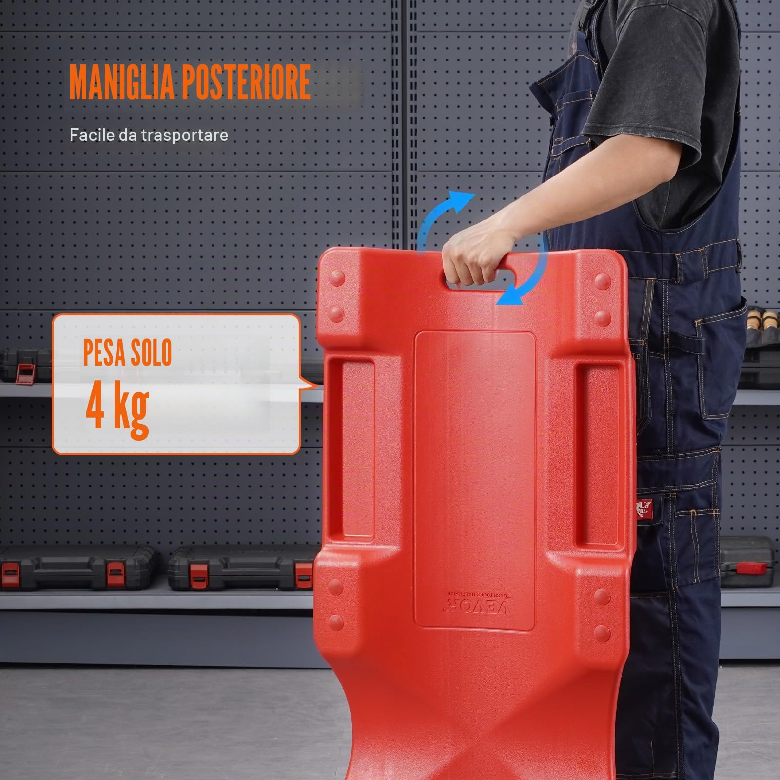 VEVOR Tavola Rotante per Meccanico in Plastica 914 mm capacità Carico 158,8kg, Tavola Rotante per Officina Automobilistica in HDPE Design Ergonomico, Poggiatesta Imbottito Due Vassoi per Attrezzi