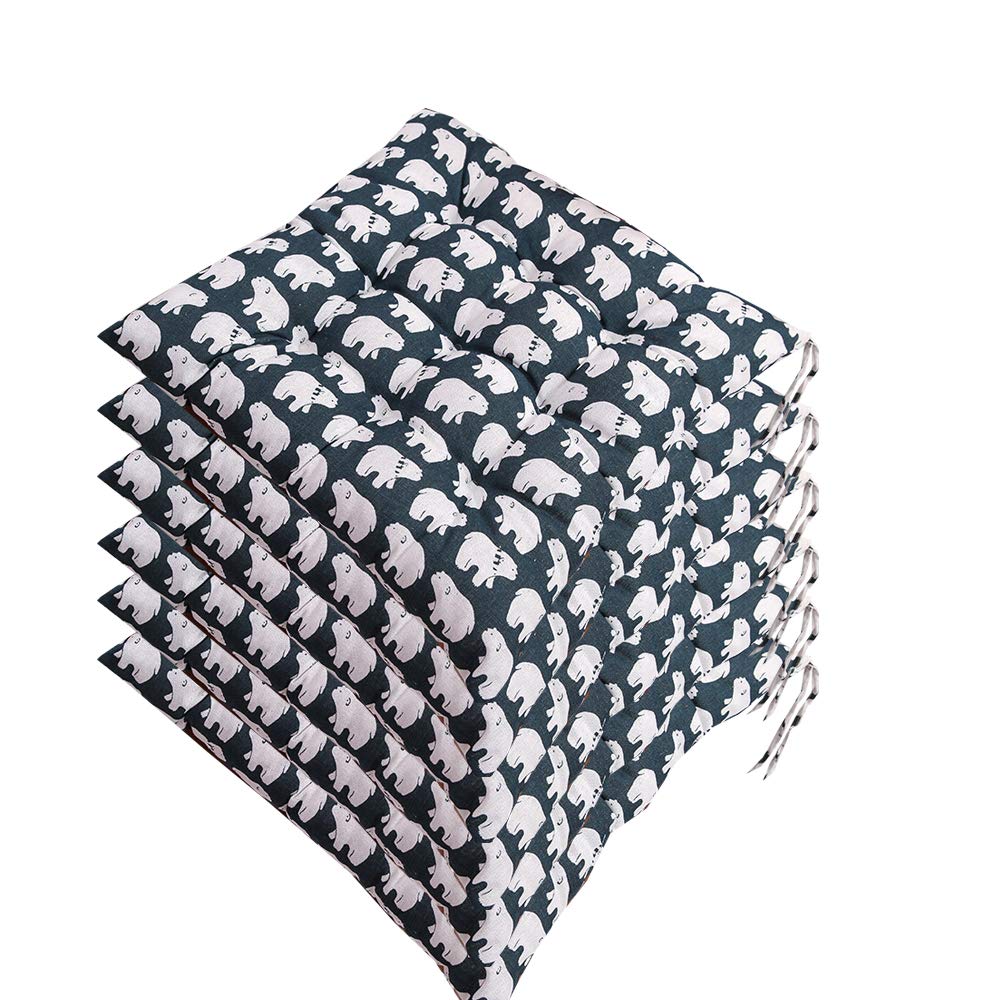 AGDLLYD Chair Cushions with Ties Set of 6,40x40x5cm(Side Length),Seat Pads Indoor/Outdoor Multicolored Modern Floral Tufted Seat Cushion for Dining Chairs and Garden Chairs,