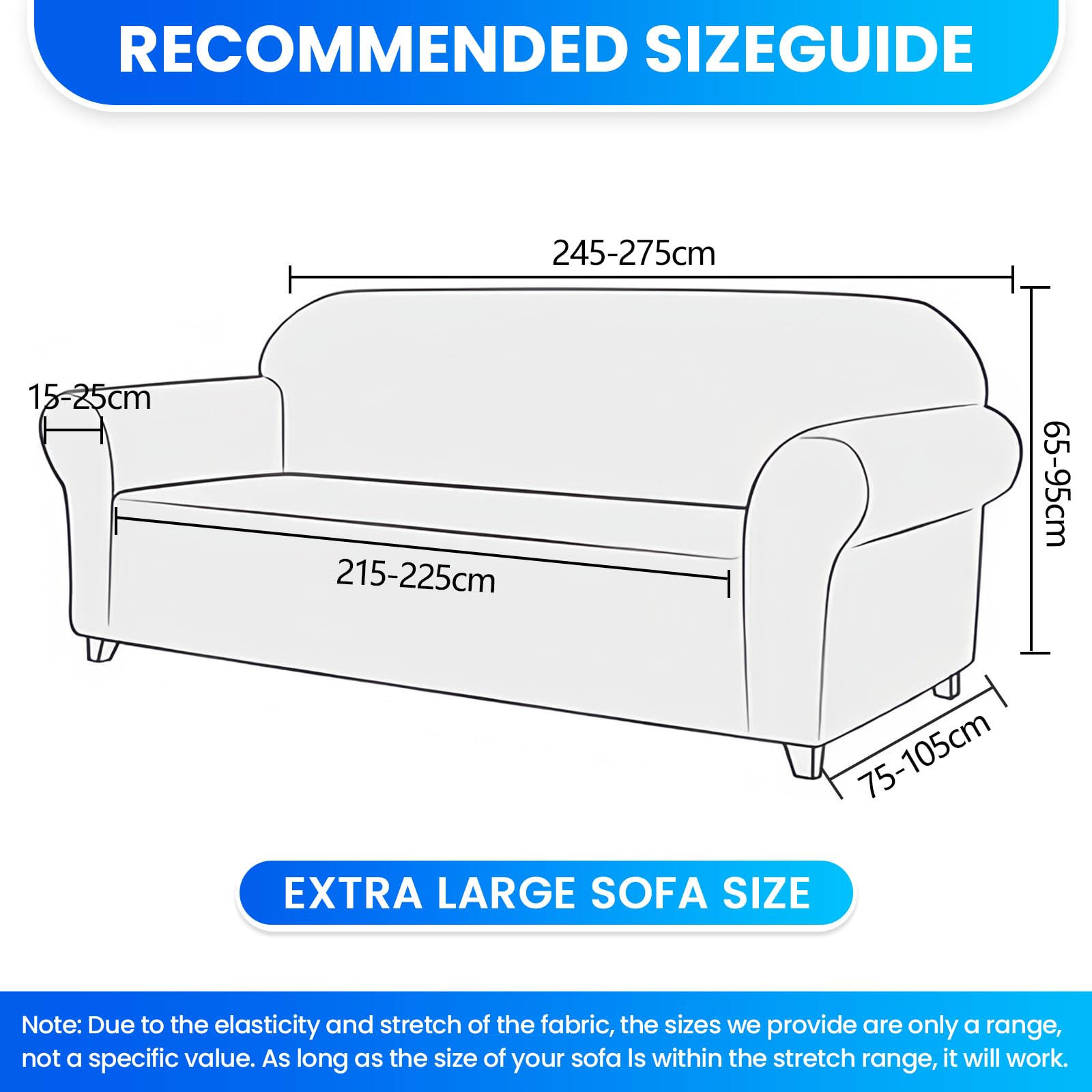Stretch Sofaüberzug 4 Sitzer, Sofabezug rutschfest Mit Armlehnen, Universal Sofa Überzug Durable, Moderne Kratzfester Sofa Cover, Waschbare Sofaüberzug Für Wohnzimmer, Hellgrau