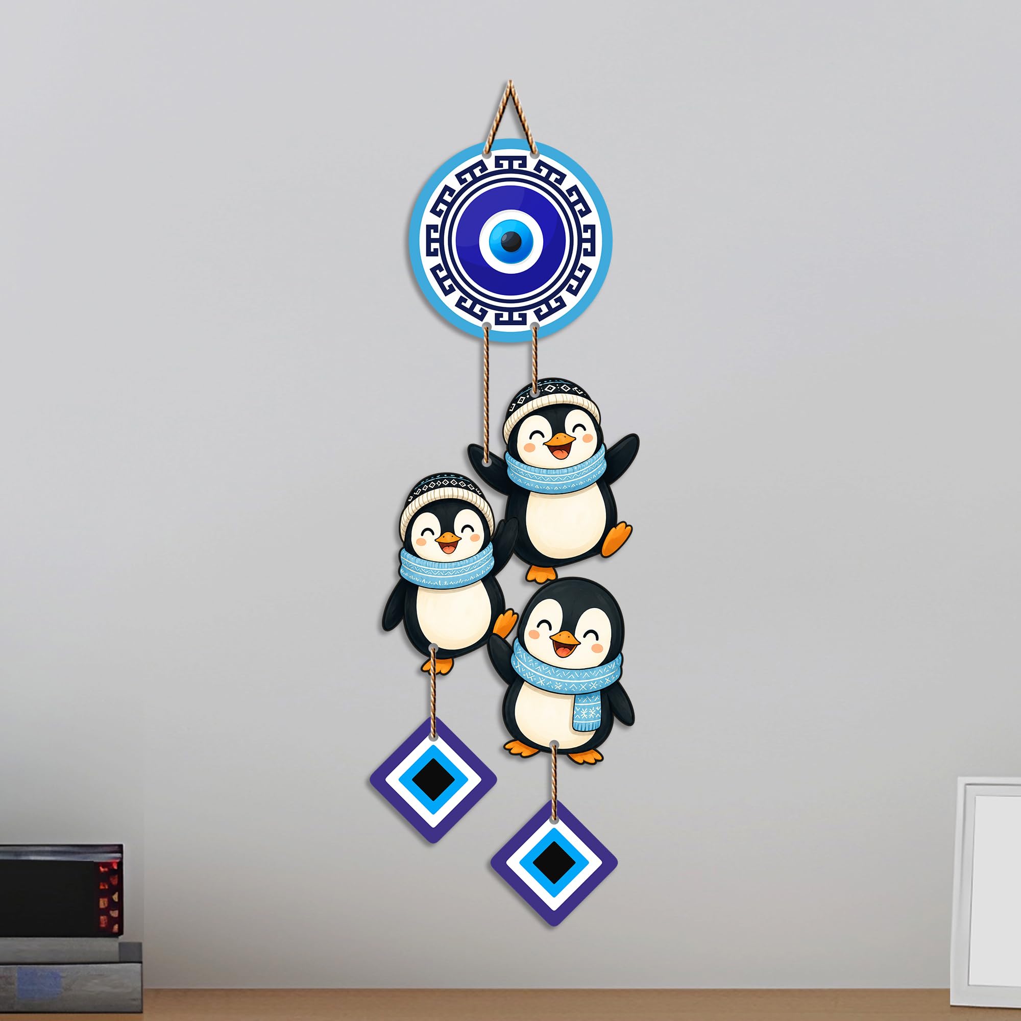 Cute Penguin Eye Wall Hanging - Nazar Protection -3 Cute Penguin Eye Wall Hanging - Nazar Protection -3