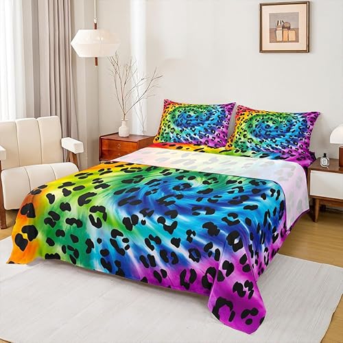 Miniatura 9 de Erosebridal Sábanas con estampado de guepardo, estampado de leopardo morado, juego de sábanas tamaño Queen de piel de vida silvestre rosa, sábana