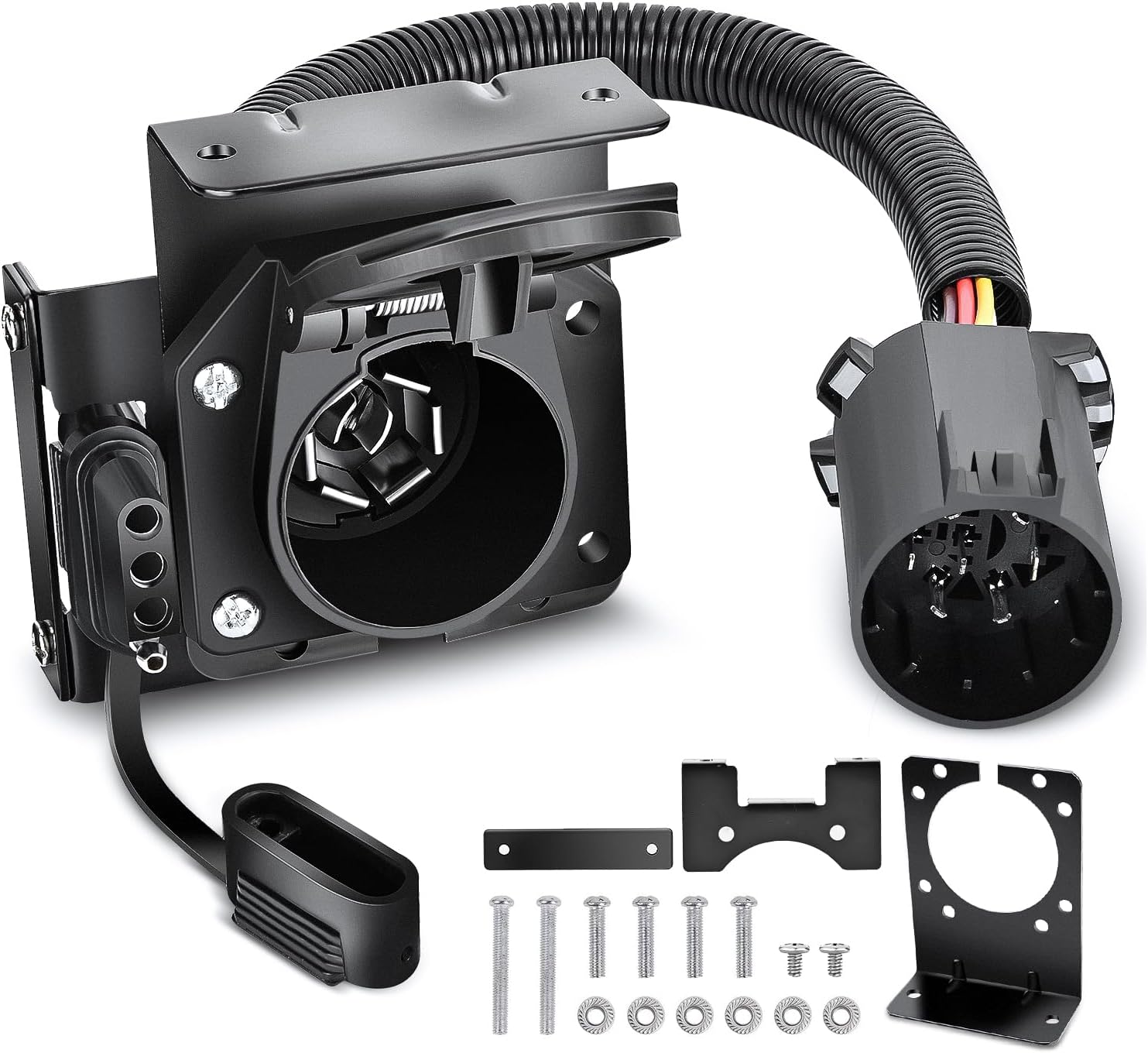 Nilight Dual Output 4 and 7 Way Vehicle Side to 7PIN USCAR Trailer Adapter