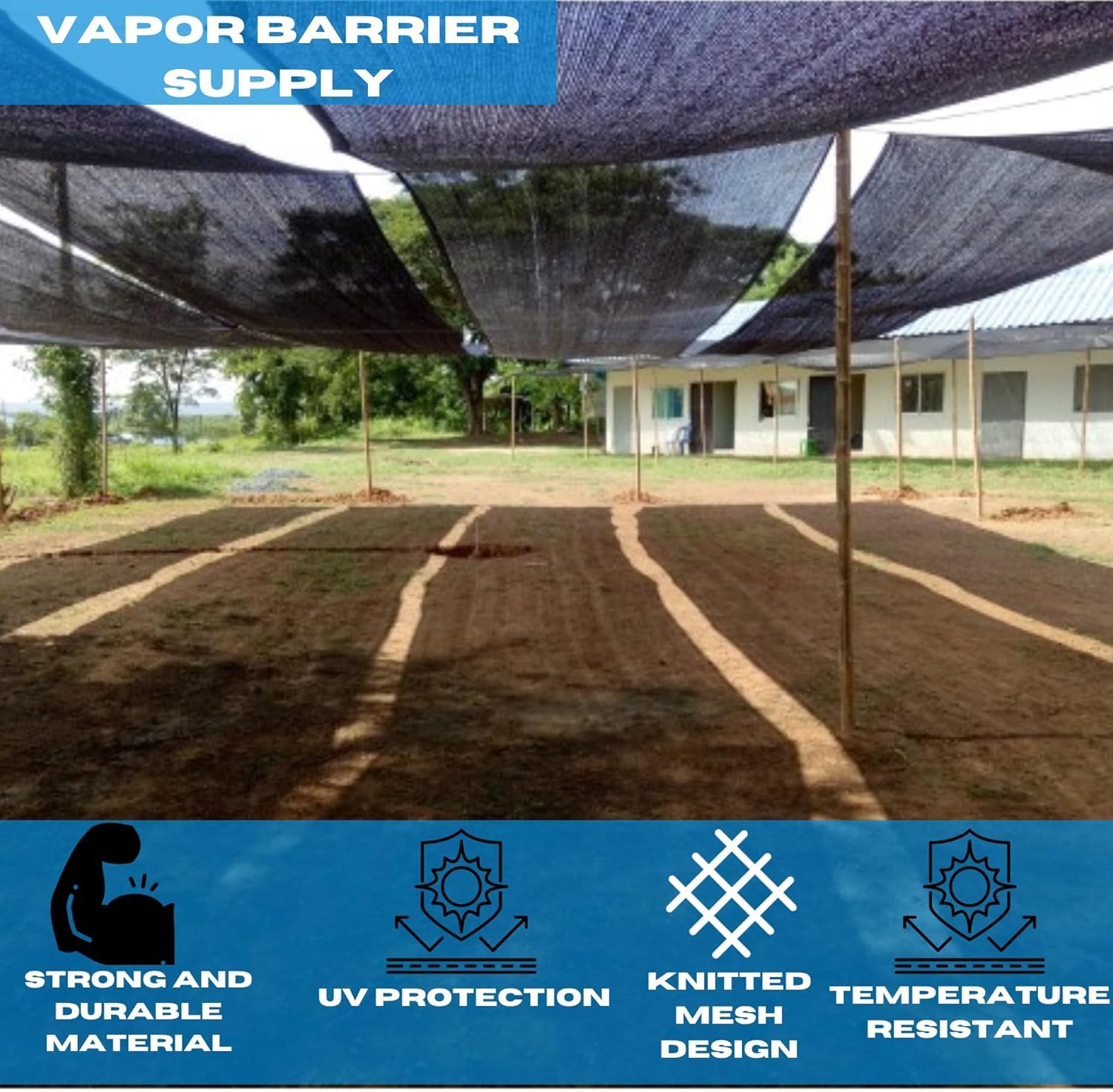 VBS - Black Shade Cloth - Mesh Fabric for Fence Privacy Screen, Garden Shade, Mesh Fence Screening, Shade Cloth Rolls, Wind Screen (40% - 12' x 10')