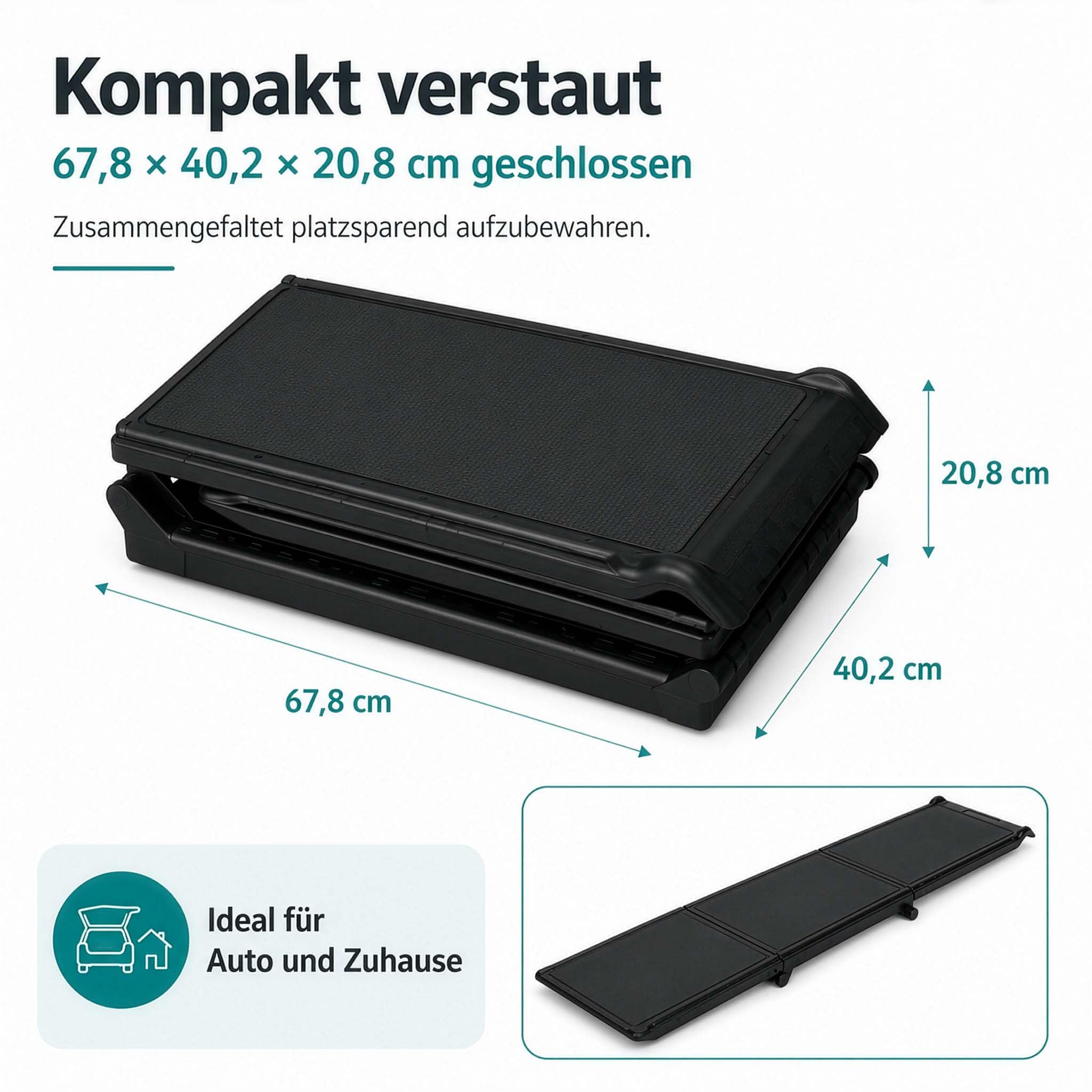 Wiltec Rampa dla psów 180 x 40 cm, nośność 50 kg, składana na trzy części, antypoślizgowa rampa samochodowa dla psów, składana pomoc do wsiadania wykonana z PP