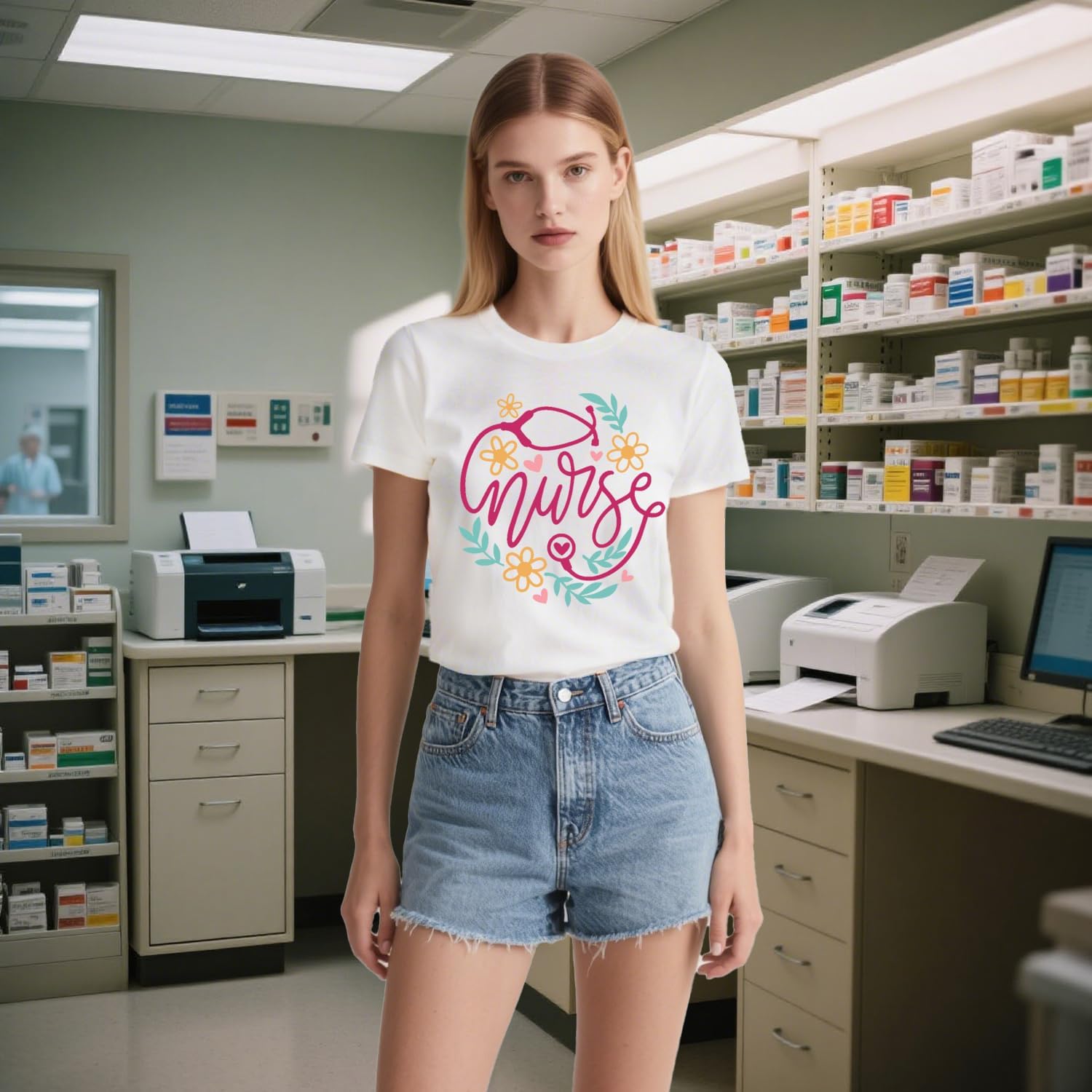 Womens Nurse Shirts School Nurse T-Shirts Nursing Life Tee Tops - Image 4