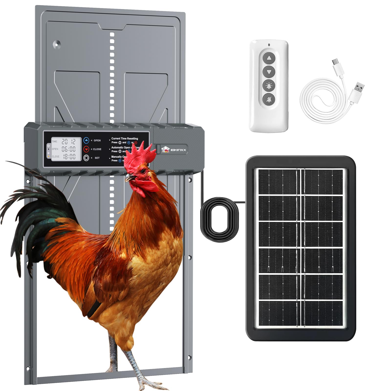 Puerta automática de pollo con energía solar antipellizcos