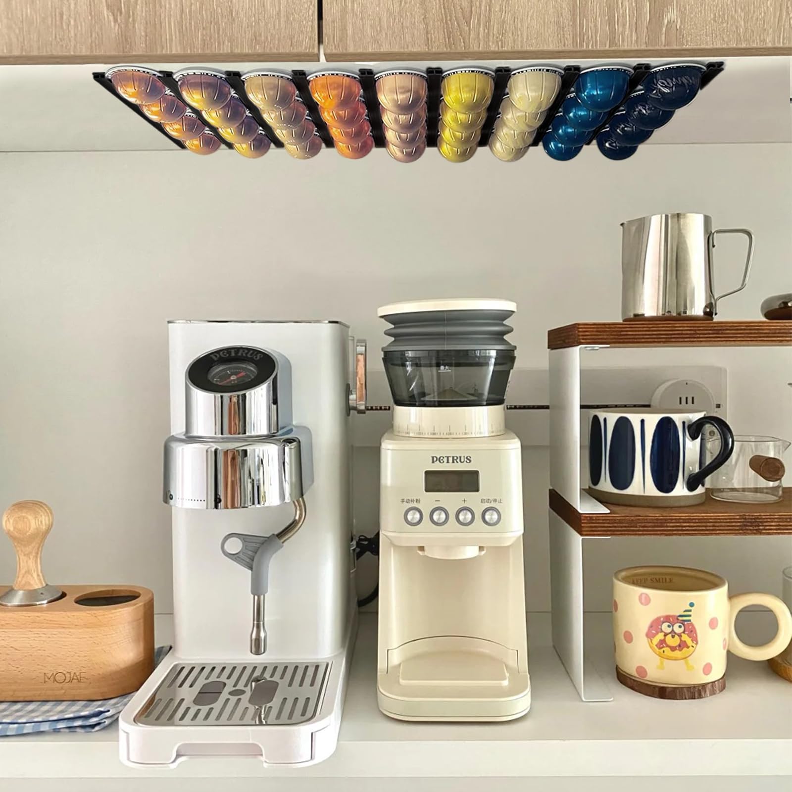 JINTANG 11 szt. uchwytów na kapsułki do kawy Vertuo, uchwyt na kapsułki, kompatybilny z 54 vertuoline lub 72 nespresso Original Line Pod, samoprzylepne listwy do przechowywania