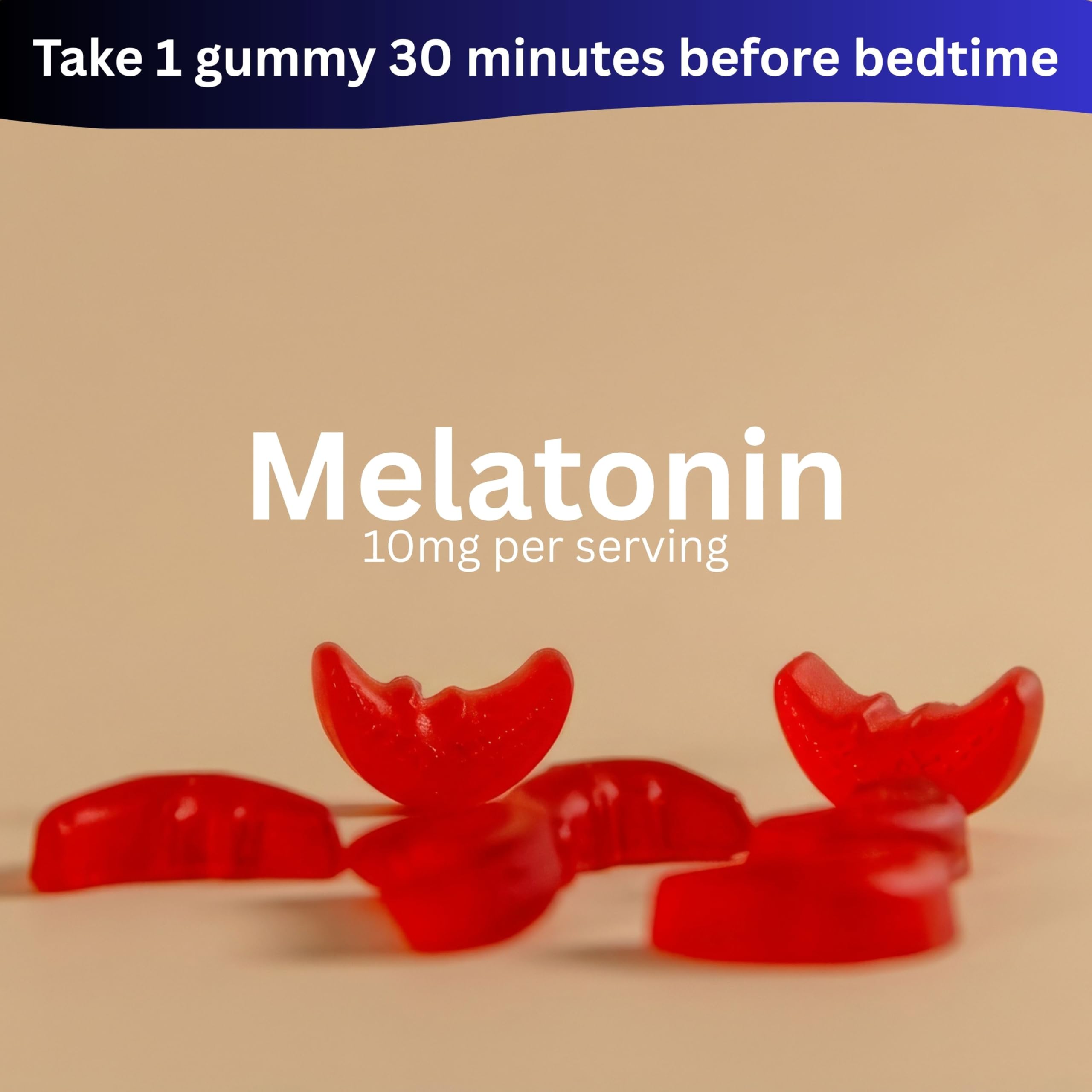 Vemax Sleep Gummies Adult Melatonin 10mg, L-Theanine, Magnesium, Lavender, Lemon Balm and Ashwagandha, Drug Free Nighttime Rest Support, 60 Strawberry Flavored Sleep Aids for Adults, Zero Sugar — Amazon image 2