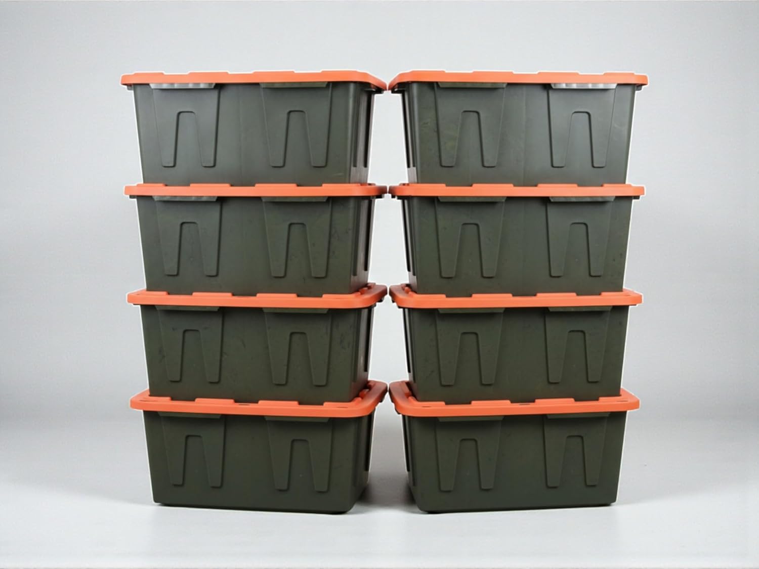 Heavy-Duty Storage Tote, 27 Gallon, Black and Orange, 30.6" W x 20.6" D x 14.3" H (12 PACK)