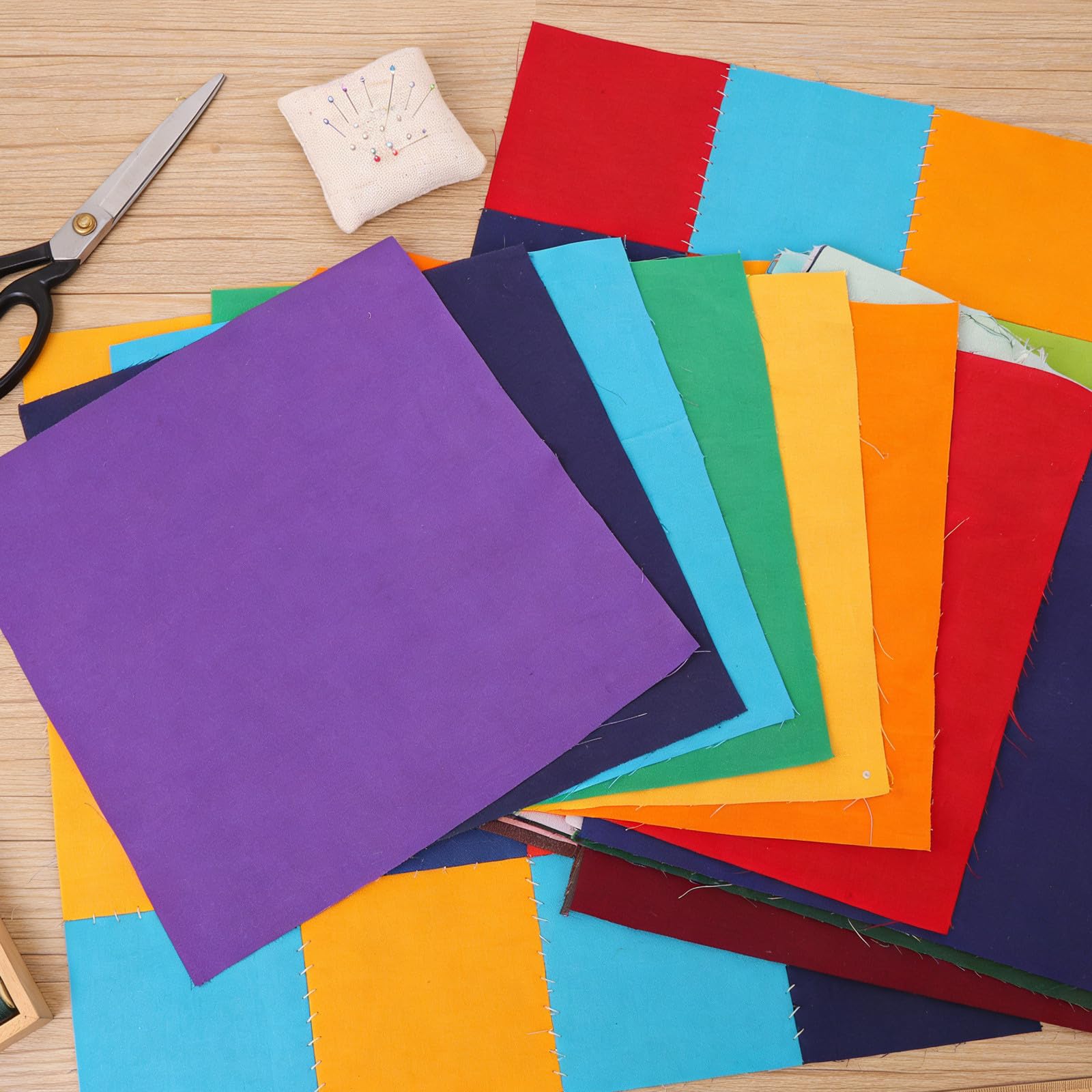 Cabilock 50 quadrati di tessuto di cotone per trapunte per progetti di cucito - 9,82'' Materiale artigianale in tinta unita per patchwork e quilting, decorazioni per la casa