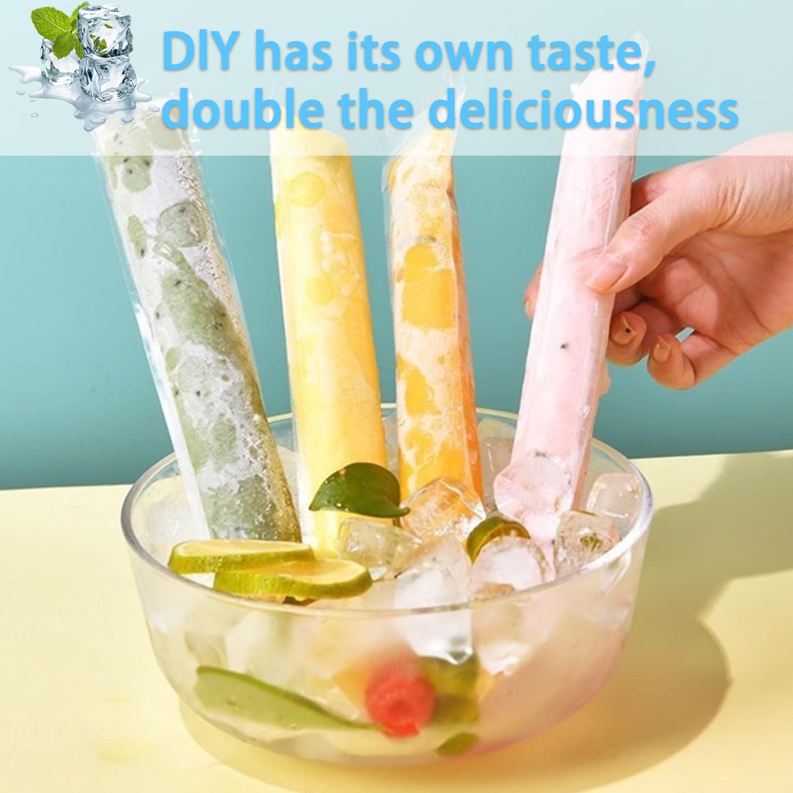 200 Sachets à Popsicle DIY - 28 X 5,5 Cm, Sans BPA, Avec Entonnoir, Pour Yaourt, Jus, Glace Maison - 7