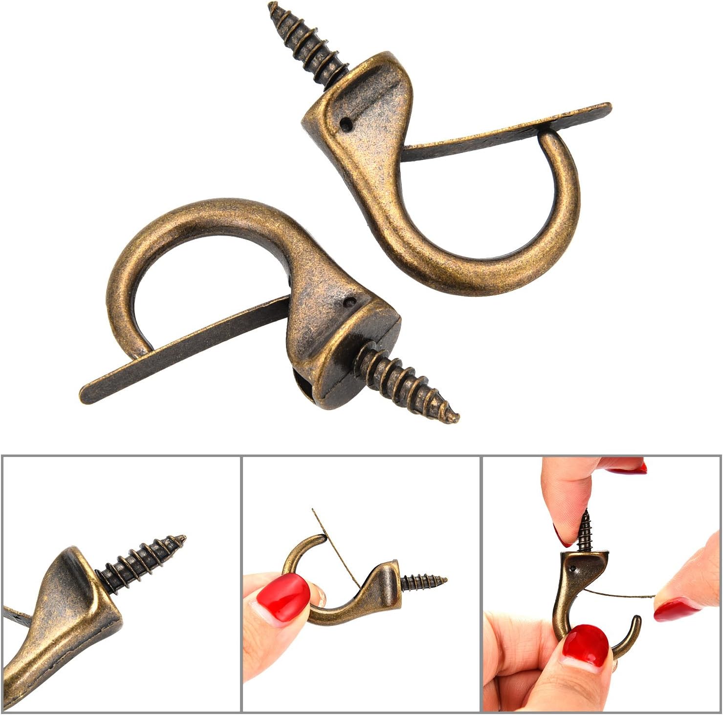 24 Pcs Metal Cup Hooks Dropped Ceiling Hooks Suspended Ceiling Hooks Screw Loop Hooks Christmas Light Hooks