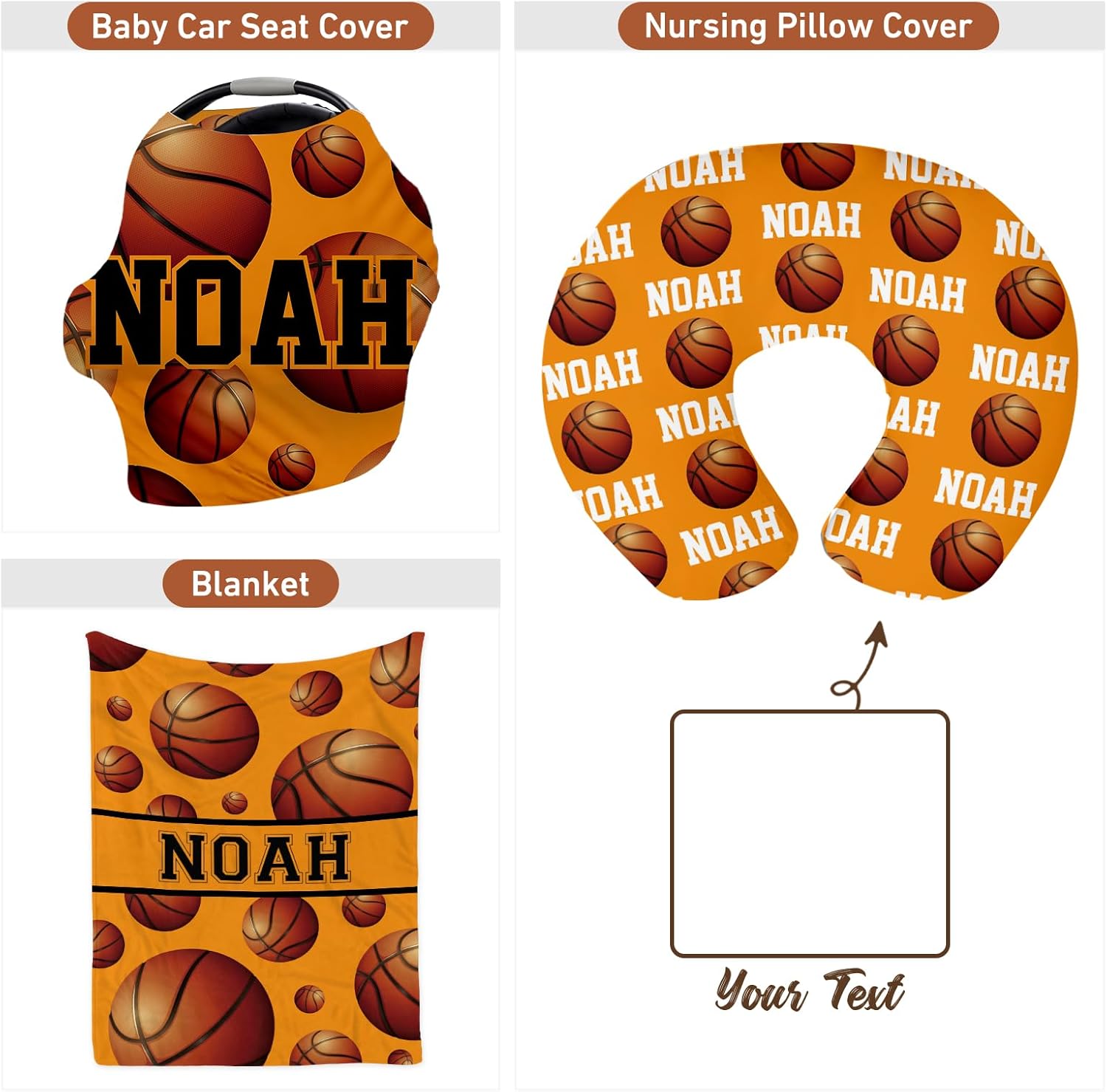 Personalized Yellow Crib Bedding Set with Basketball Design: 3 Piece Sport Nursery Bedding Set with Custom Name, Personalized Baby Crib Bedding Set for Boys Girls and Toddlers