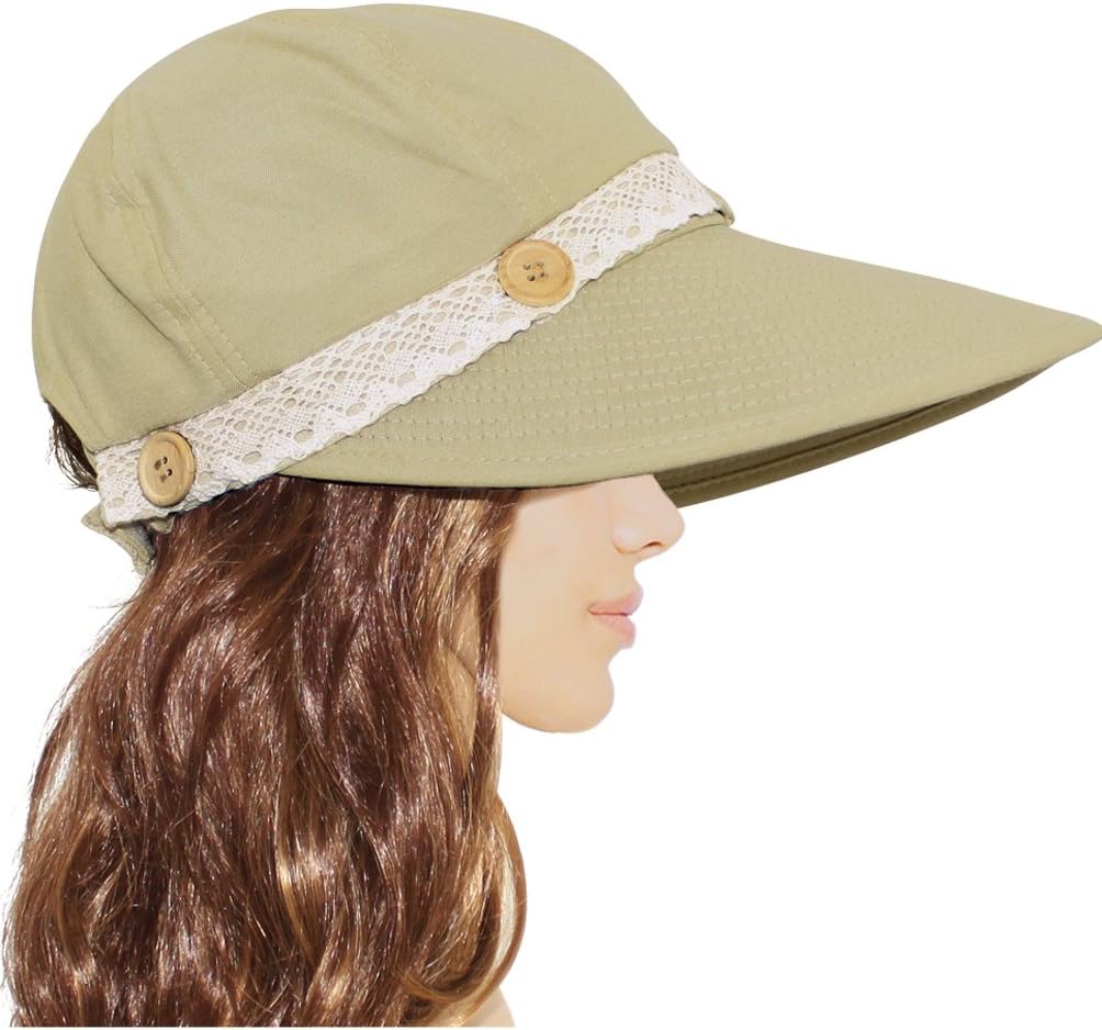 Dahlia Women's Summer Sun Hat - Two in One Wide Brim Visor Cap
