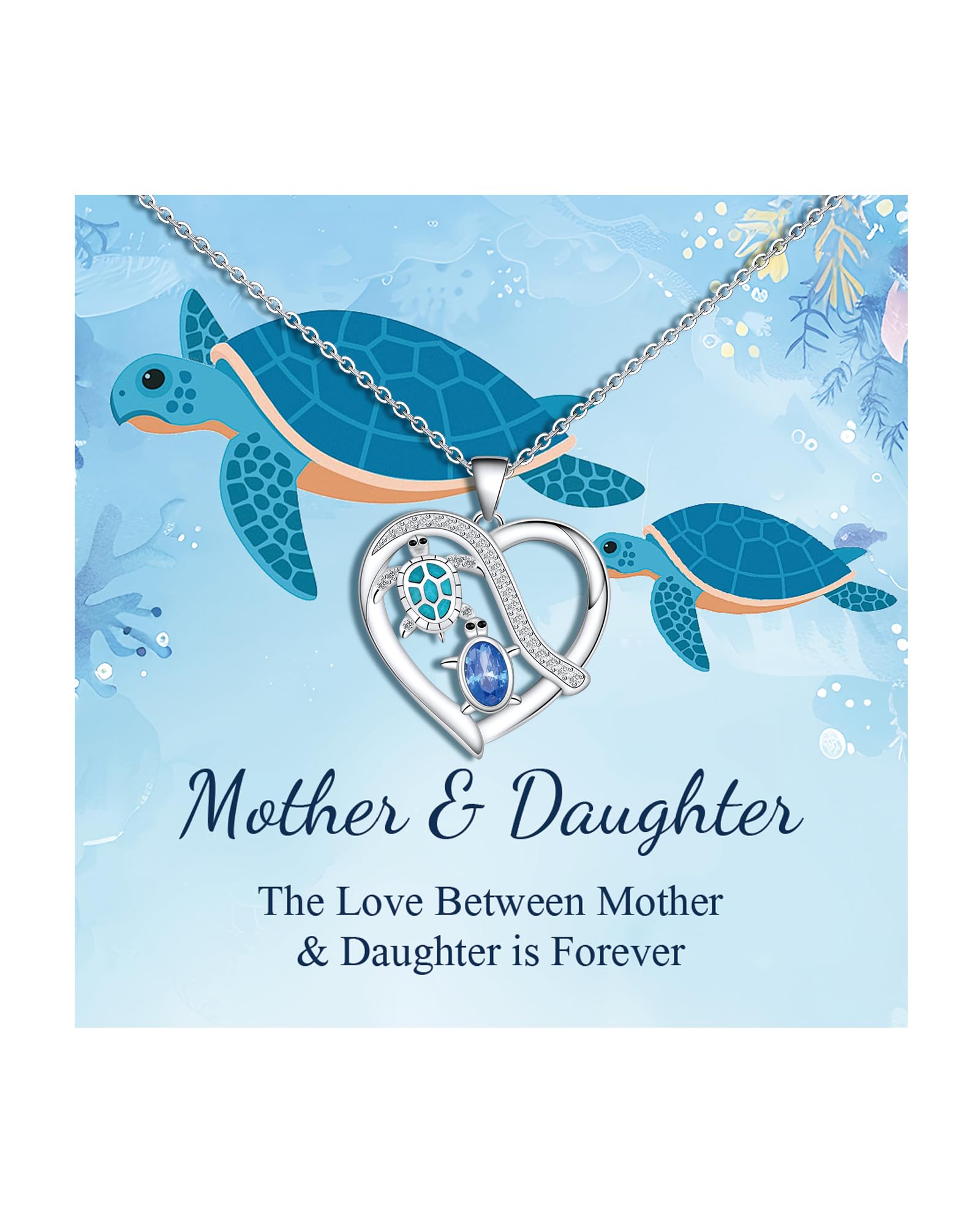 GBTBYS Mother Daughter Necklace/Grandma Granddaughter/Aunt Niece/Sister Necklace, Turtle Pendant Necklaces Jewelry Birthday Valentines Day Gifts for