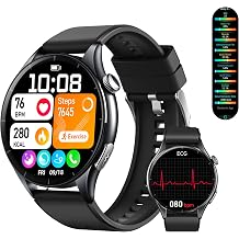 Smart Watch for Men Women with Real-Time Monitoring of Heart Rate Blood Pressure Sleep, 1.56  AMOLED Display, Answer/Make Calls, Always-On Display, Bright Flashlight, Fitness Watch for Android & iOS