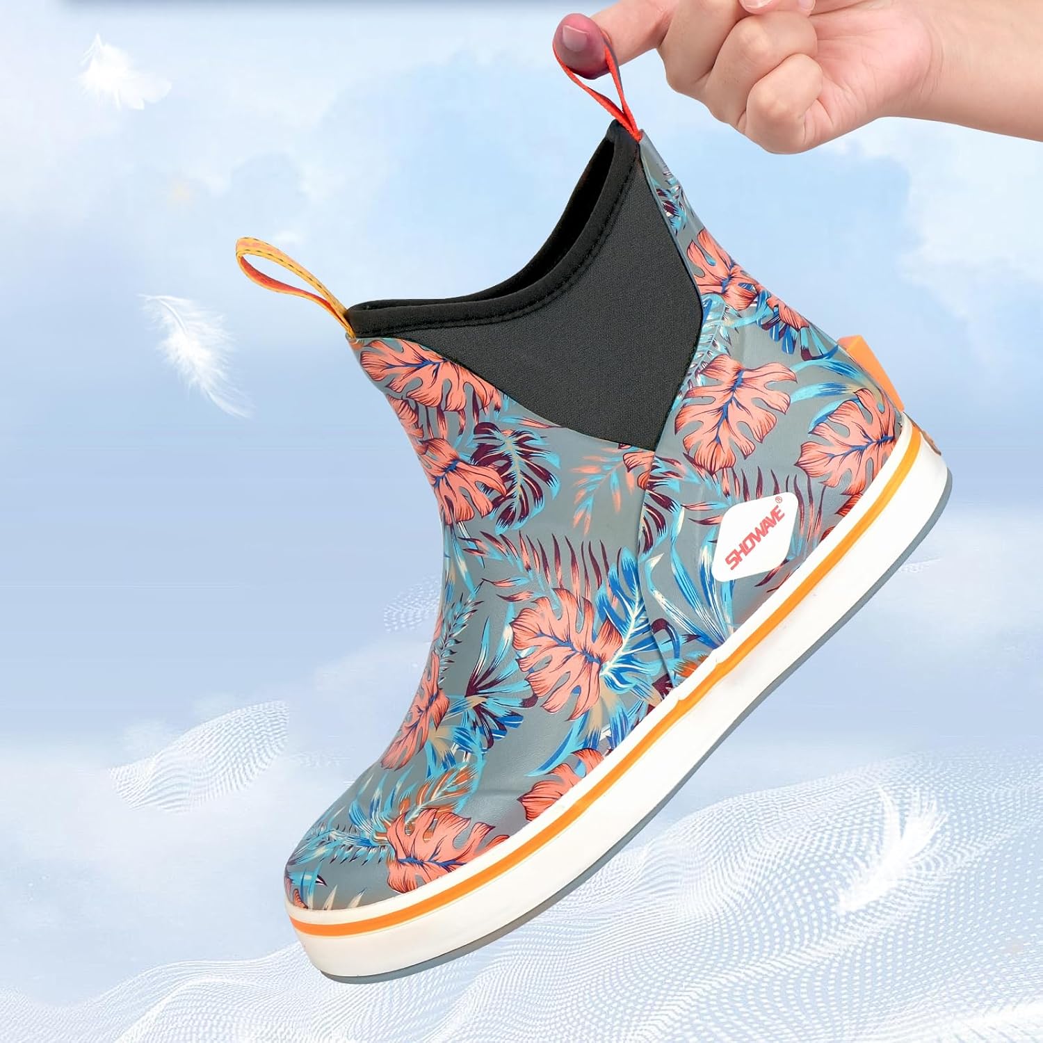 Showave Women's Deck Boots Waterproof Ankle Rain Footwear Non-Slip Rubber Boots for Boating Fishing Gardening Farming - Image 2