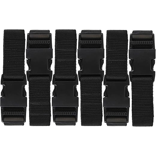 Utility Strap Belt 6ft Adjustable Black 6-Pack